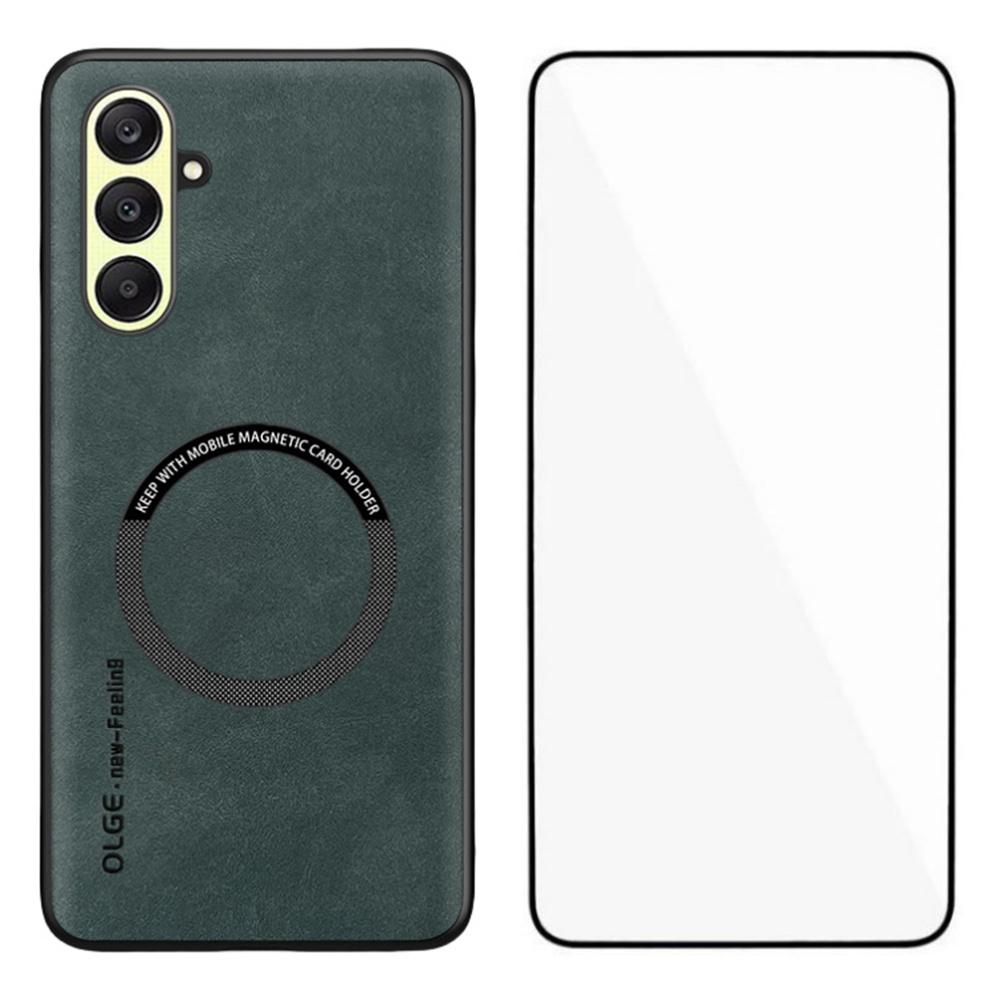 WANLONFENG YBP Series For Samsung Galaxy A26 5G Magnetic Case with Tempered Glass Film PU+TPU Phone Cover Large Cutout