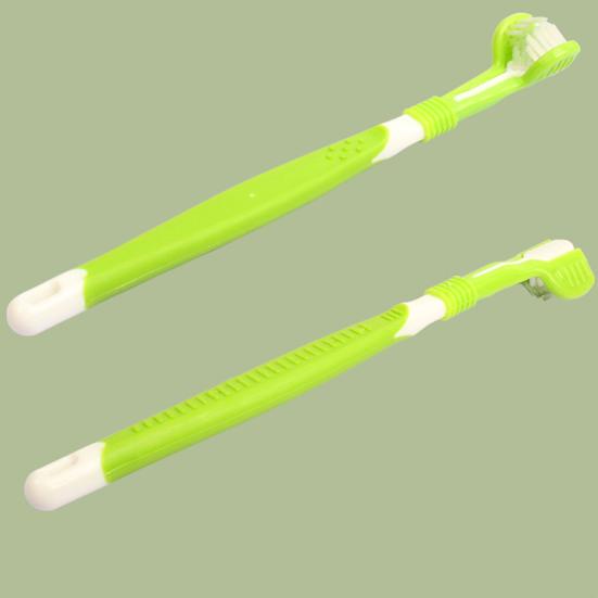 Evcil Hayvan Diş Fırçası Üç Taraflı Çok Açılı Temizleme Plastik Köpek Yumuşak Kıllı Diş Fırçası Ağız Bakımı için