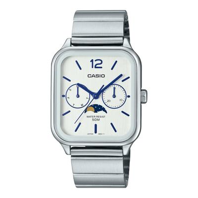 Ceas alb argintiu clasic pentru bărbați - MTP-M305D-7AVDF cadran, curea, argintiu,