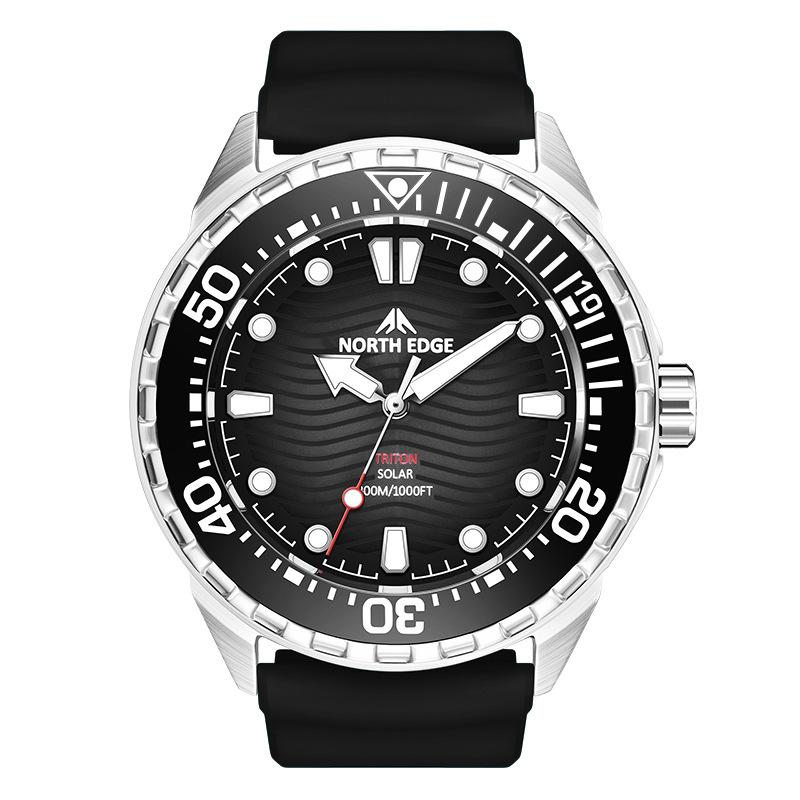 NORTH EDGE TRITON Solar Powered Dive Watch Japan MIYOTA Movt Quartz Watches For Men 316L Stainless Steel Case Waterproof 300M