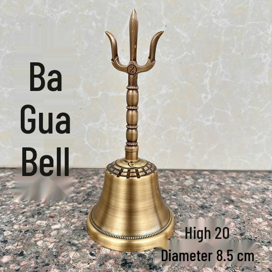 Даосский колокольчик Багуа Саньцин из чистой меди - Восемь Сокровищ Трехзубчатый Колокольчик