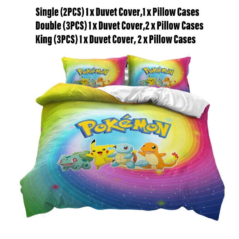

Pikachu Bedding Set Fortnite Themed Polyester 3-piece Set For Students Includes Duvet Cover And Pillowcase Style F,Double (3PCS)