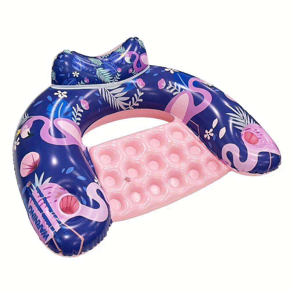

Inflatable U-Shaped Pool Float Lounge Chair with Cup Holders Forest Print Water Floating Raft for Adult Summer Relaxation 95*70cm темно-синий