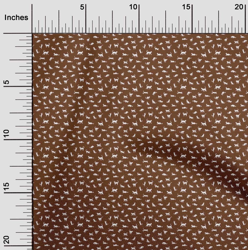 oneOone Cotton Flex Brown Fabric Cat Fabric For Sewing Printed Craft Fabric By The Yard 40 Inch