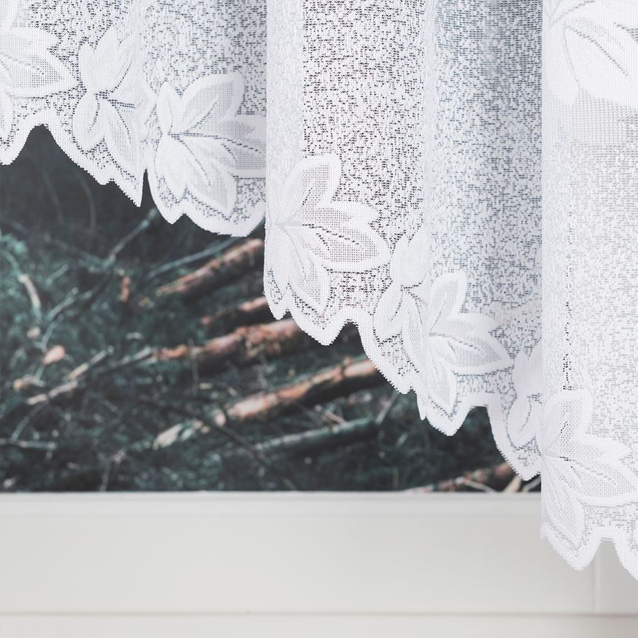 Bożena - Ready-made Jacquard Curtain with Bottom Trim - 500X160 - White