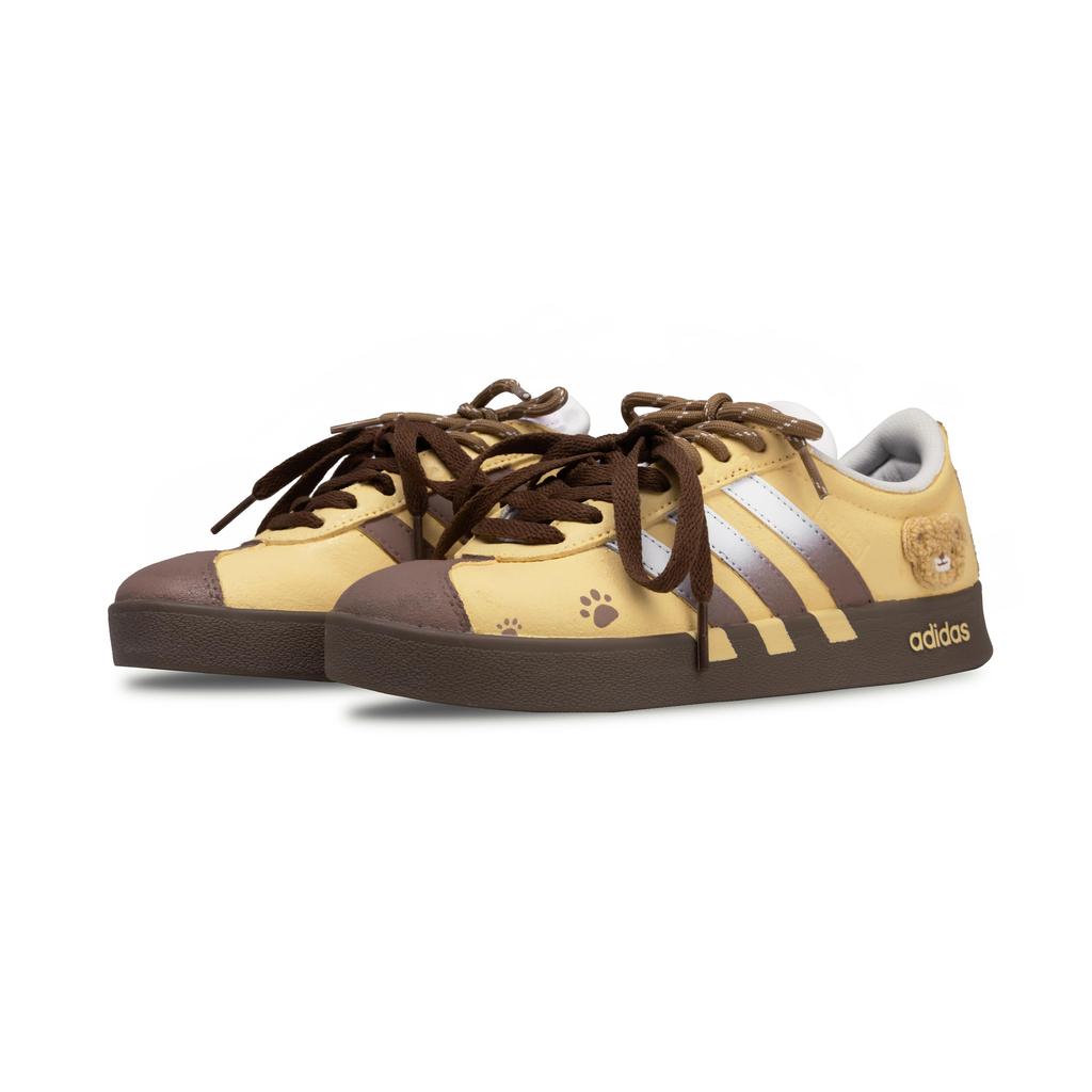 adidas VL COURT 2.0 Bear Yee Suede Low Top Skateboard Shoes Women's Light Yellow JS3003(team846-)