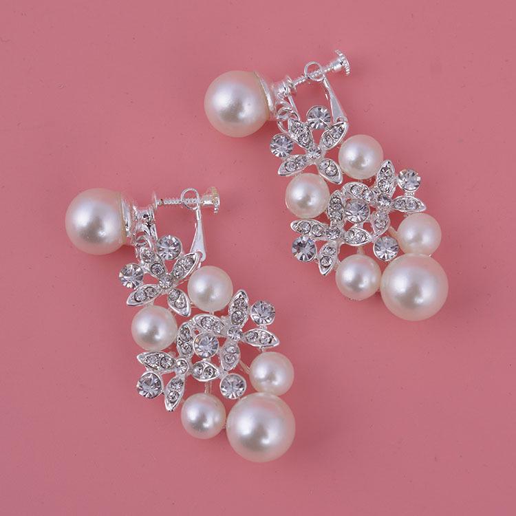 Luxury Fashion Necklaces Earrings Tiara Rhinestone Crystal Pearl Wedding Bride Party Wholesale Bridal Jewelry Sets