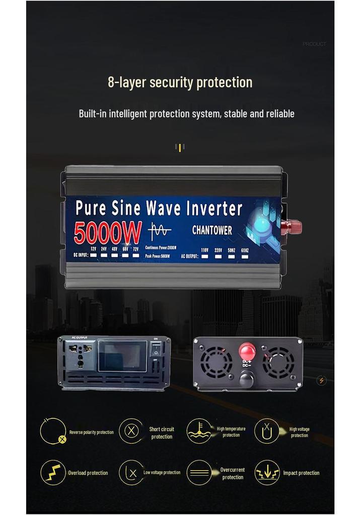 4000W/5000W Pure Sine Wave Inverter, 12V/24V to 110V/220V