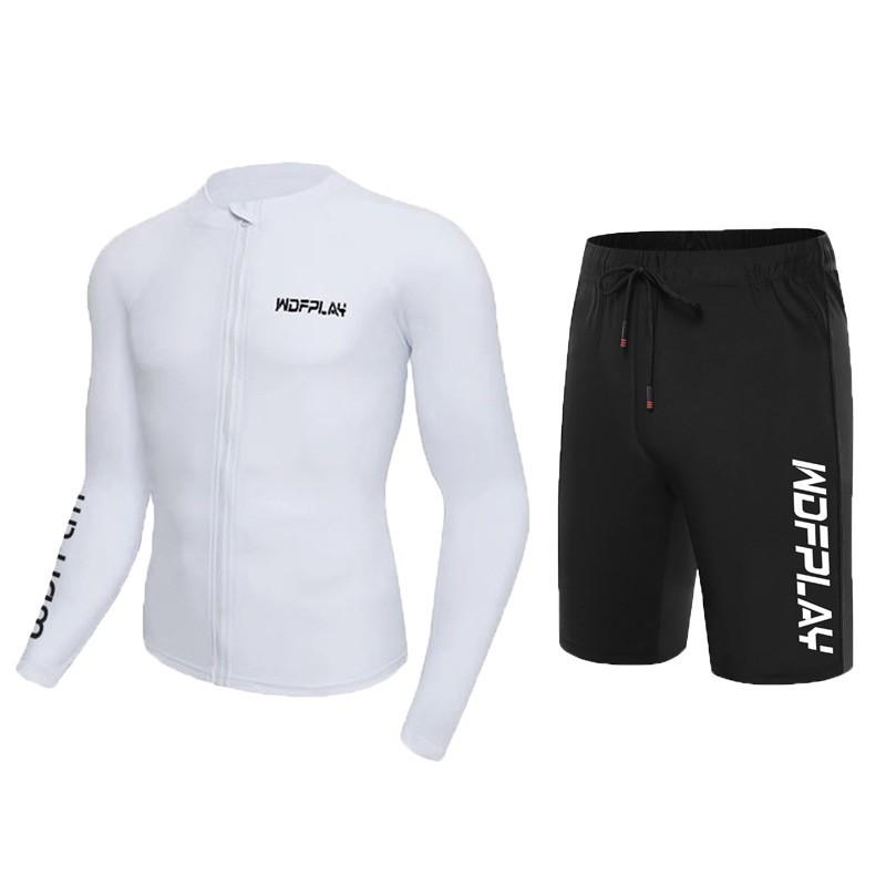 Herren UV-Schutz Rash Guard Set Langarm Surfen Badeanzug Schnorcheln Tauchen Strand Outdoor Wassersport