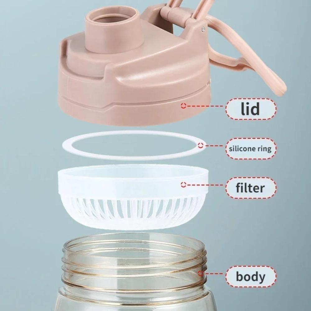 1500ML/50 Oz Large Capacity Cold Water Bottle BPA Free Leak-proof with Filter with Drinking Mark Make Sure You Have Enough Water