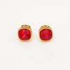 Orecchini a Bottone in Zircone Rosso Raffinati: Rame placcato oro di alta gamma in stile dolce e cool