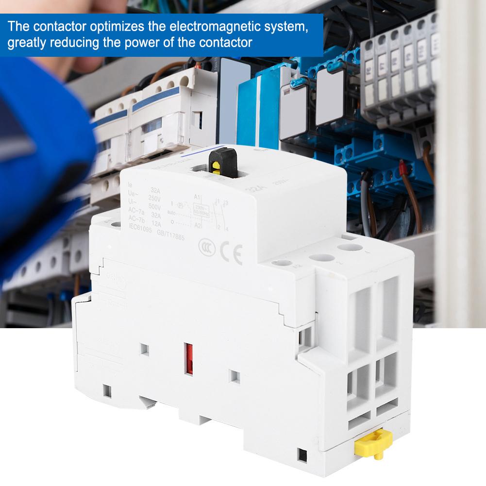 2P32A Household AC Contactor with Manual Control Function for Building Electrical 230V(1NO1NC)