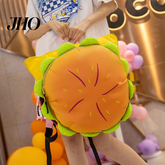 Novelty Food Backpack Hamburger with Adjustable Straps Realistic 3D Design Trendy Large Capacity Spacious Compartments Cheeseburger Storage Pouch