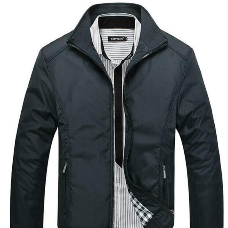 Men's Jacket Spring Autumn Fashion Overcoat Arrival Stand Collar Slim