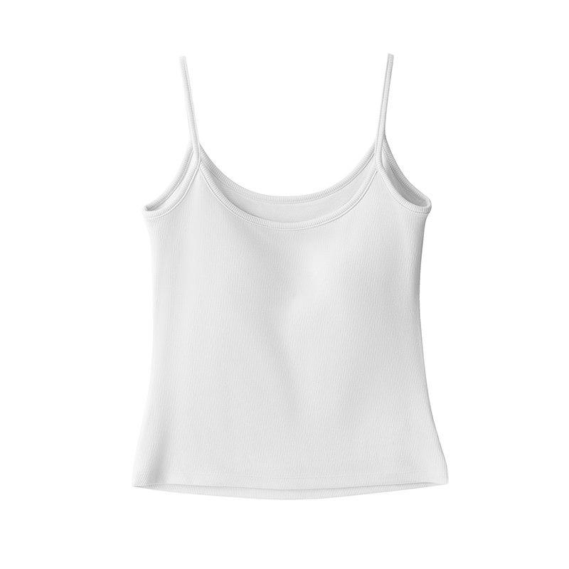 Ribbed Women s U-neck Camisole with Built-in Bra - Versatile Base Layer for Inside or Outside Wear Medium