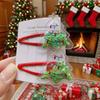 1 Pair Cute Christmas Hair Clips for-Snowman,Reindeer & Tree Hair Accessories with Glittery Red Elastics,Ponytail & Bangs Clips