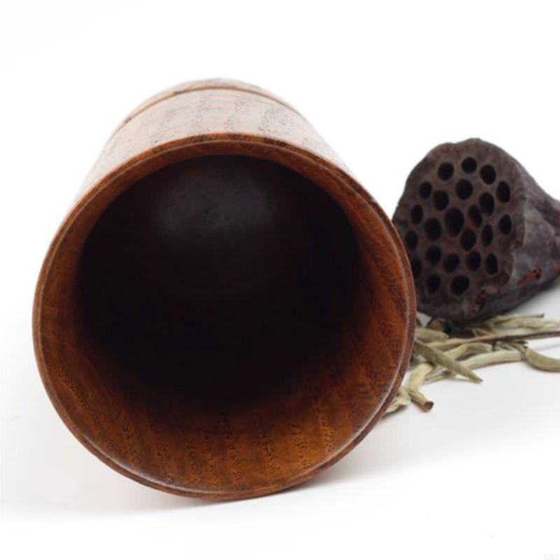 

230ml Cup Vintage Handmade Wooden Tea Carved Grain Decor Drinking Cup X3UC CN