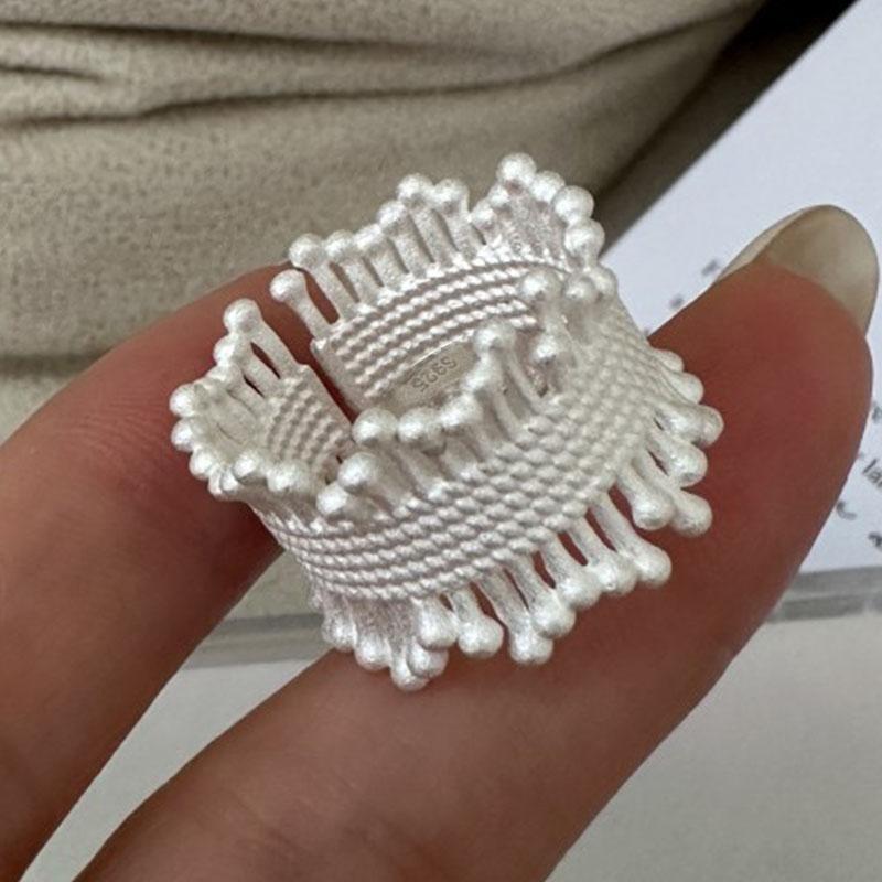 

925 Sterling Silver Rings for Women Couple Minimalist Handmade Simple Wide Firework Ring Fine Jewelry Gift Prevent Allergy resizable