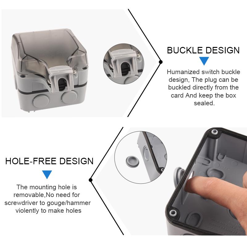 IP66 EU Standard Germany Waterproof Outdoor Wall Socket With Switch Power Socket For Home GardenOutlet Grounded 16A  250V