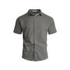 Summer New Short Sleeved Men's Solid Color Simple Casual Business Cardigan Buttoned Top