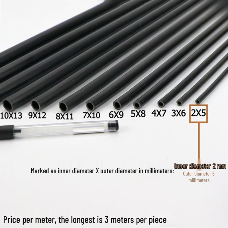Pure Black PVC Tube: 5-50mm Small Diameter, Thin, Round, Hard, Ideal for Water or Wire Applications.