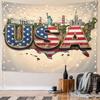 "USA Map with Iconic Landmarks Design" Pattern Wall Hanging Tapestry Decorative Tapestry Home Decor for Bedroom and Living Room