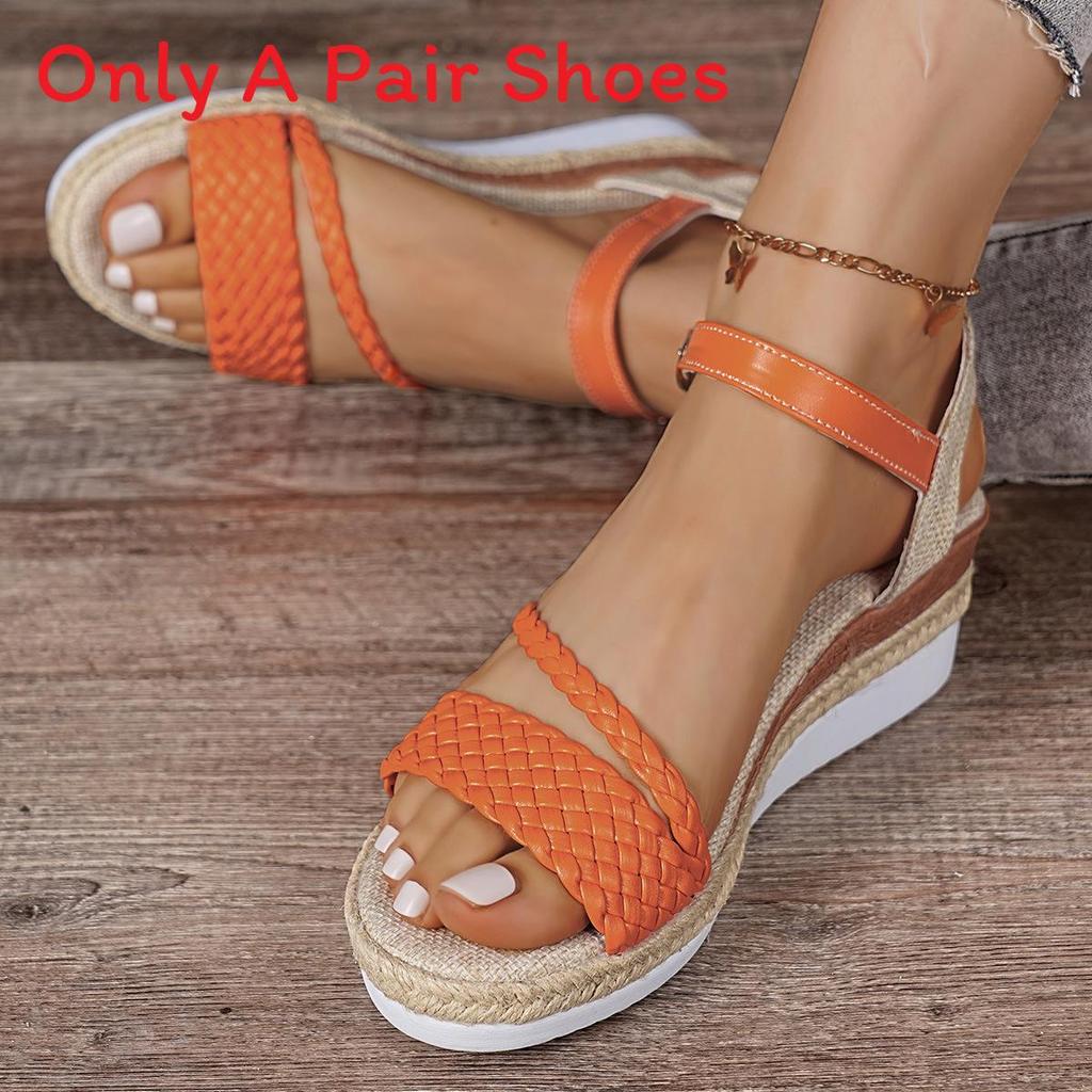 Roman Sandals Women Summer Thick Sole Pu Strap Buckle For Casual Beach Wear