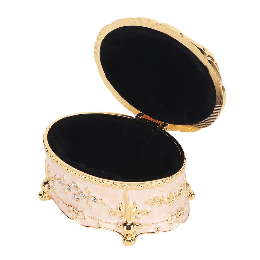 Vintage Jewelry Box Oval Trinket Metal Decorative Rings Necklace Organizer Box for Women Girls