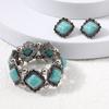 New Fashion Boho Turquoises Ear Studs Elastic Bracelet Bangle For Women Ethnic Vintage Bohemian Party Jewelry Gift