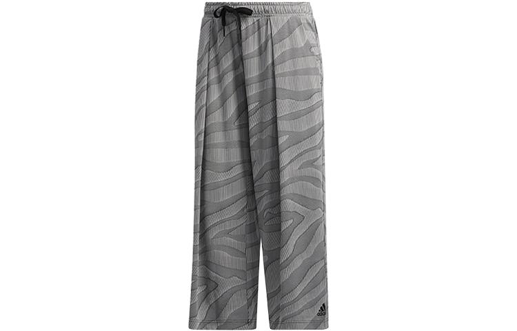 

Adidas Knitted Sweatpants Women s Gray Moderate Wide Leg Pants FT3045 L
