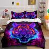 Neon Tiger Art Decor Set Soft Comfortable Duvet Cover Bedding Set Included 1*Duvet Cover & 2*Pillowcases, Gift