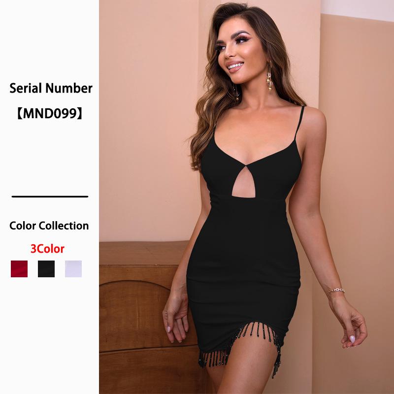 European and American summer new sexy suspender dress women's clothing slim-fitting hip-wrapped short skirt fashion fringed skirt