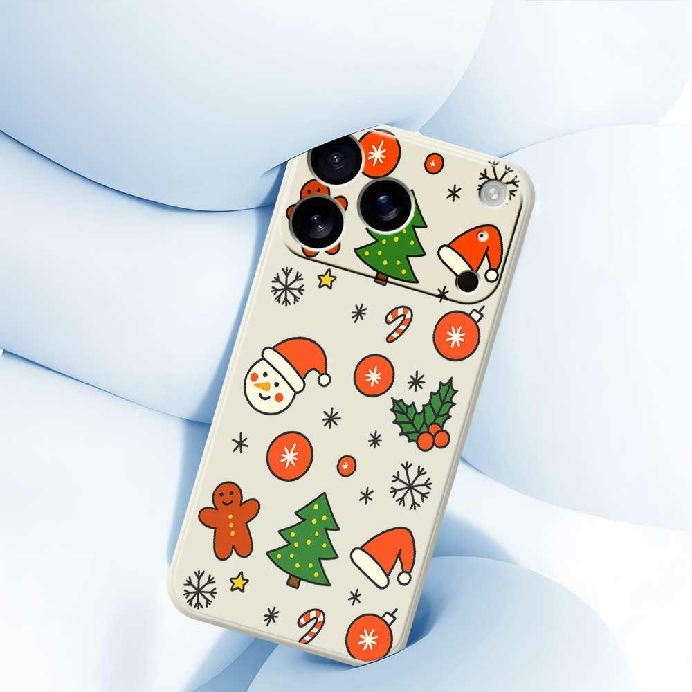 For iPhone 17 Pro Max Case Lovely Christmas Pattern Printing Straight Edge TPU Phone Back Cover