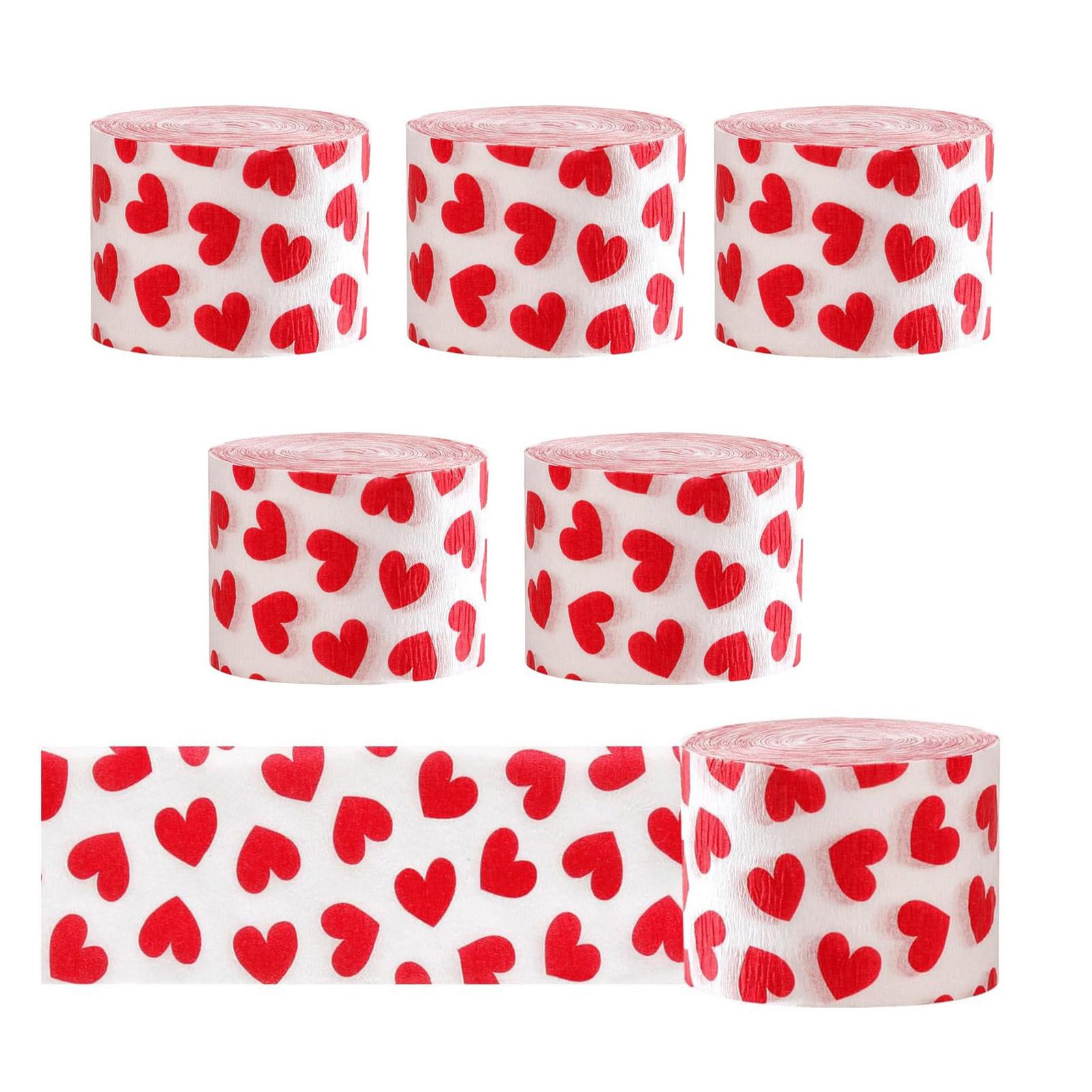 

Набор из 6 рулонов крепированной бумаги с принтом сердечек ко Дню святого Валентина, цветная лента, свадебные украшения для вечеринки, материалы для рукоделия