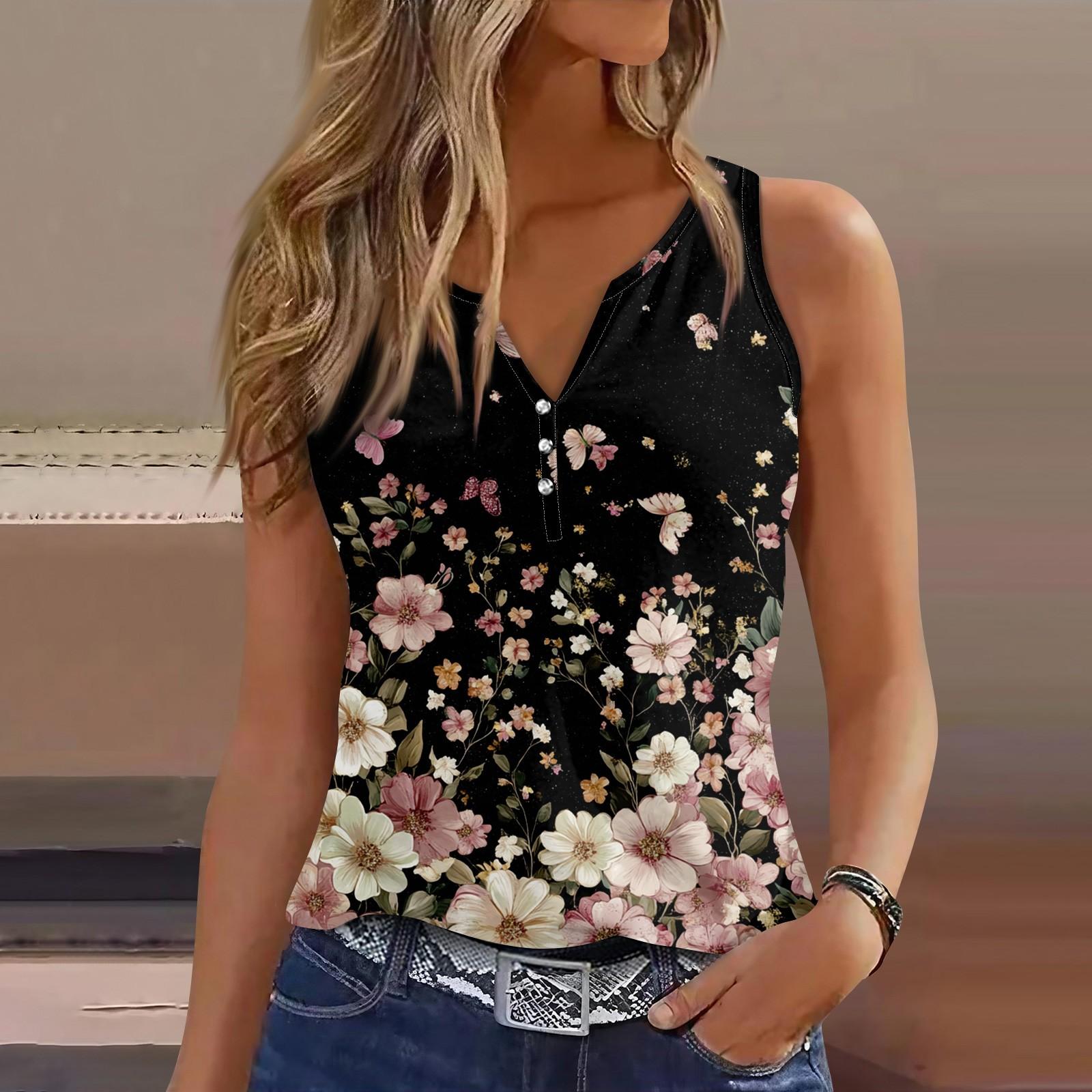 

Женский повседневный жилет без рукавов с принтом и V-образным вырезом XL