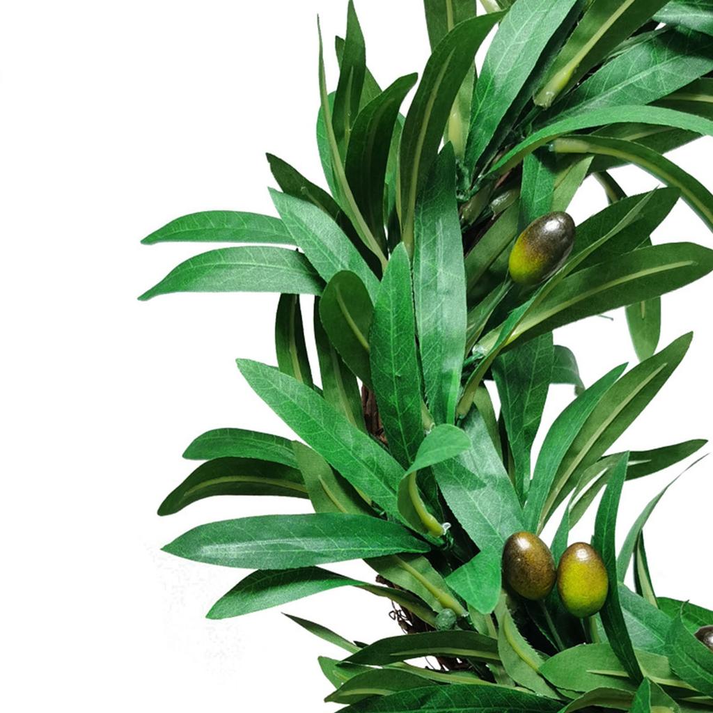 Artificial Olive Wreath 35cm Realistic Olive Leaves Berries Spring Summer Greenery Wreath for Front Door Decoration