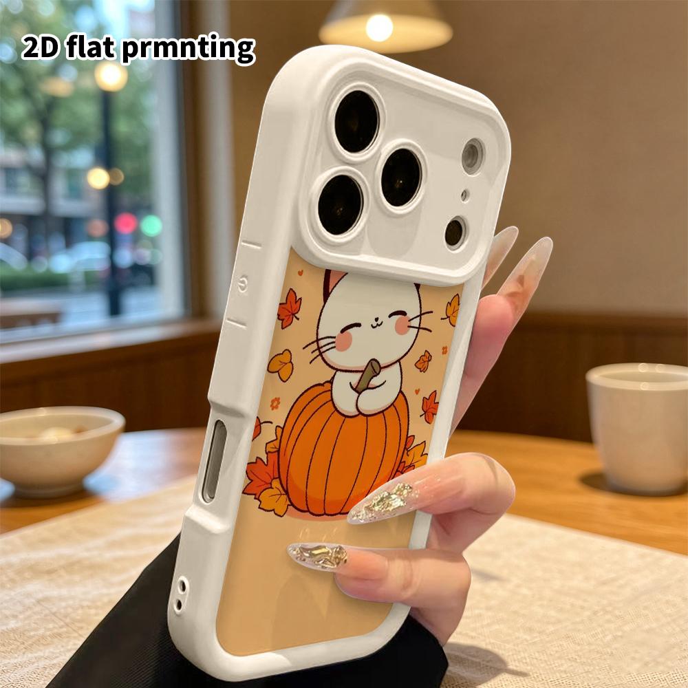 Phone case: 2D flat, suitable for iPhone 18 17 16 15 14 13 Pro protective case, pumpkin kitten, perfect Christmas and Halloween holiday gift