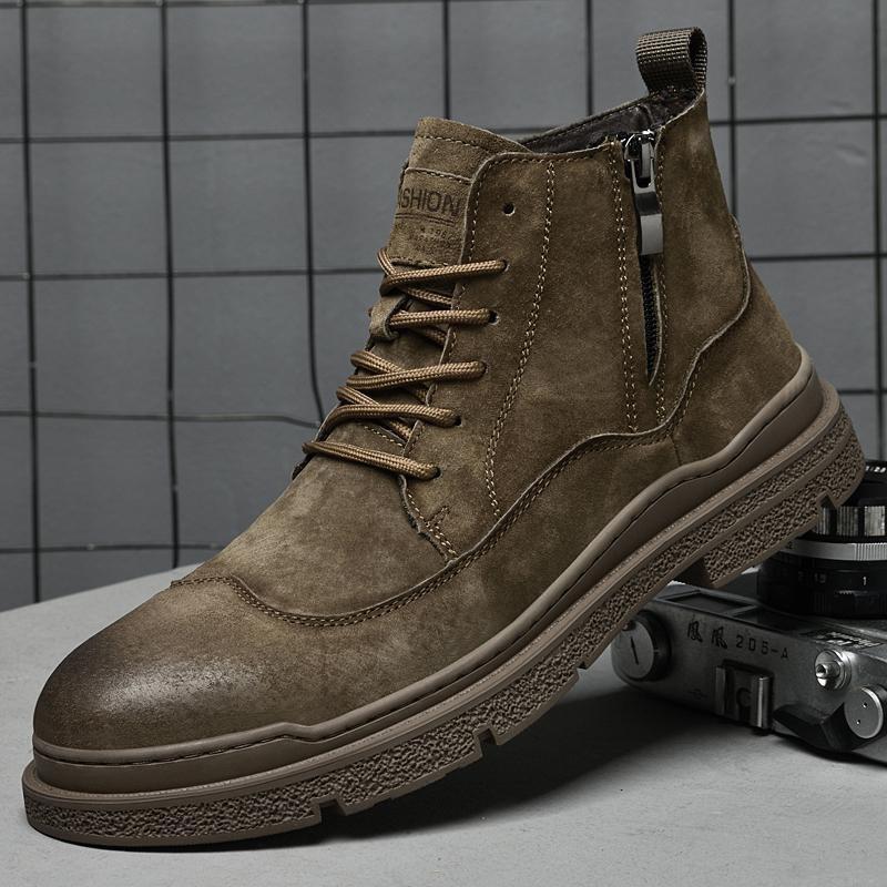 

Ретро ботинки средней и высокой посадки из кожи, новая мужская модная повседневная обувь Мартин осень-зима, подростковые кожаные ботинки на шнуровке в стиле локомотив 44