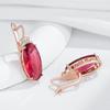 Oval Red Zircon Women Dangle Earrings Golden Anti Allergic Large Zircon Luxury Costume Jewelry