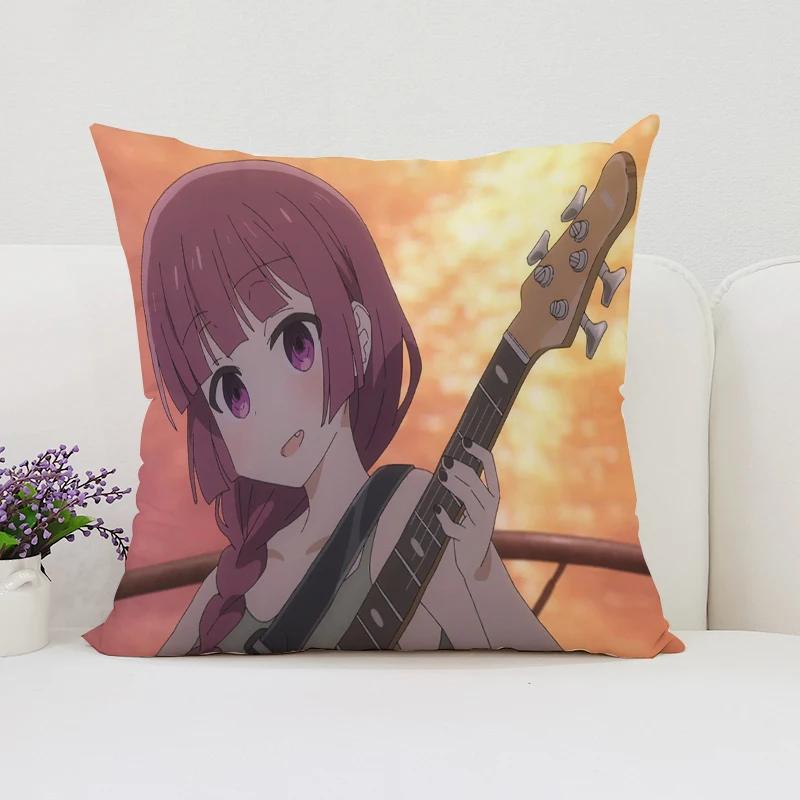 40x40cm B-Bocchi the Rock  Reversible Printed Pillow Covers Sofa Cushion Covers Chair Lumbar Cushion Bed Sleeping Pillow