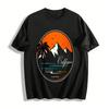 California Sunset Coconut Tree Graphic Casual Short Sleeve T-Shirt Pure Cotton T-shirt