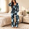 Women's Casual Fashion V-neck Loose Christmas Printed Pajamas Pajamas Set