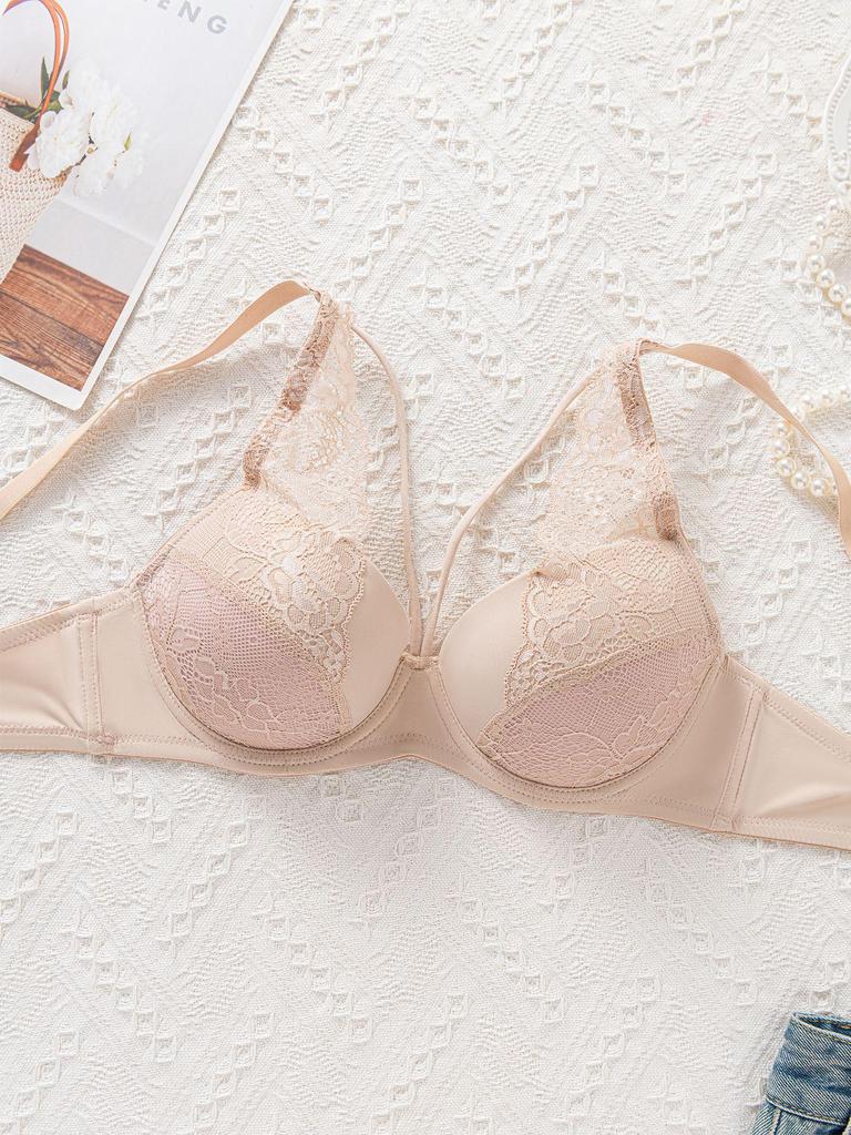 SHEIN Cross Strap Lace Push-Up Underwire Bra In European Size