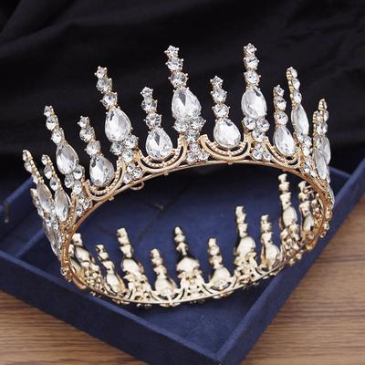 Vintage Barock Kristall Hochzeit Krone Haarschmuck Braut Kopfschmuck Königin König Braut Tiaras Diadem für Party Kopfschmuck
