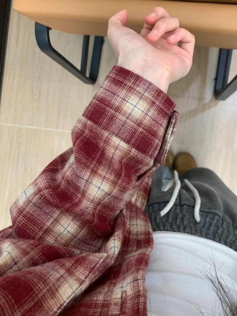 Women's 2026 Early Spring Retro Yellow Plaid Loose Shirt Jacket
