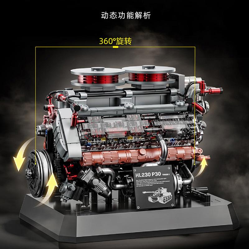 Creativity Military Tank Engine Building Block Toy Set Tiger Tank 007 Model KF-41 DIY Bricks Model Boy Toy for Kids Adult Gifts