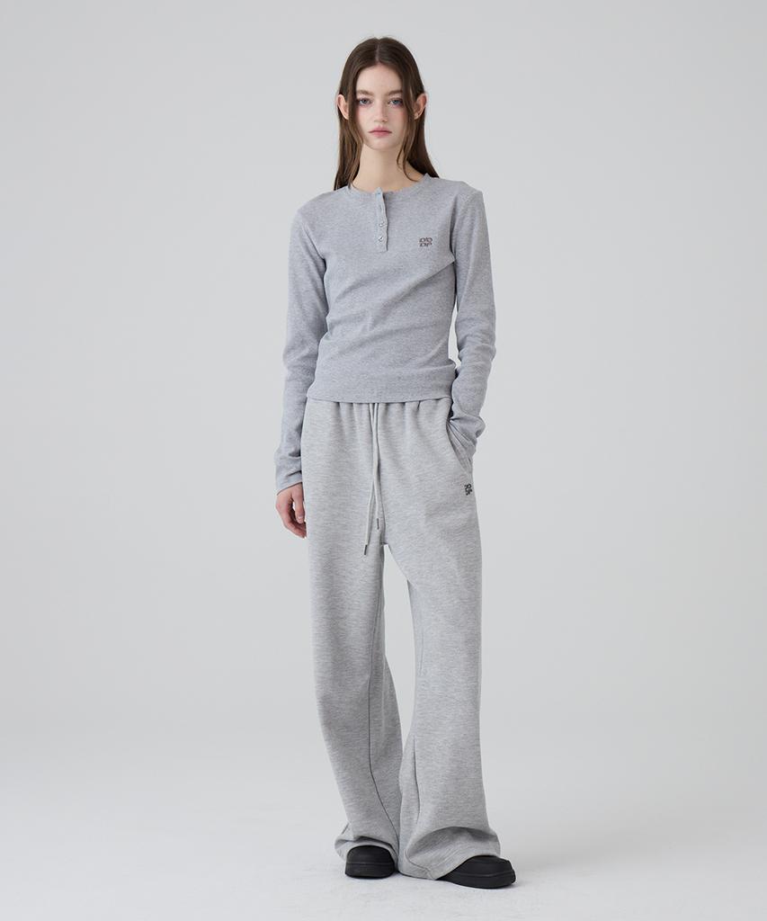DANGLEDROP Dgdp Square Logo Wide Sweatpants_Melange Grey