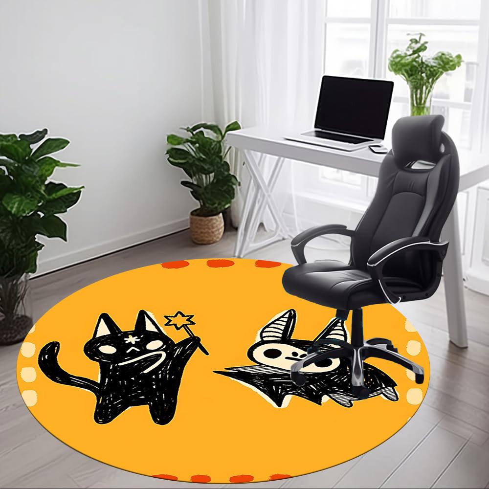 1pc Halloween Cats Office Round Area Rug, Indoor Mat Suitable For Office, Under Office Chairs Bedroom Living Room Home Decor176