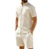 Men's Trendy Waffle Lapel Two-Piece Summer Set