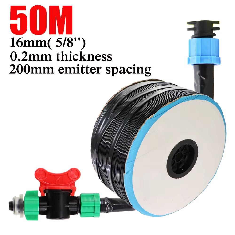 20M-150M 16mm 0.2mm Wall Thickness Spacing Drip Irrigation Tape Dripper Watering System With 5/8'' Garden Connector Accessories